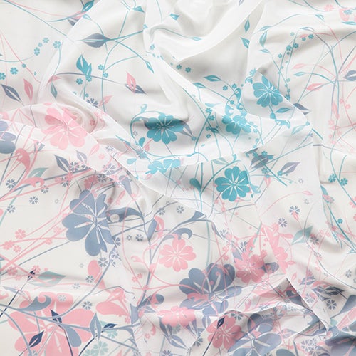 Tie Shop Casual Floral hijab White-Blue-Rose  - Image 4