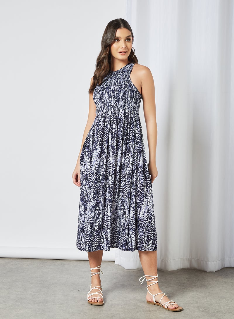 Aila Printed Mid Length Dress White - Image 1