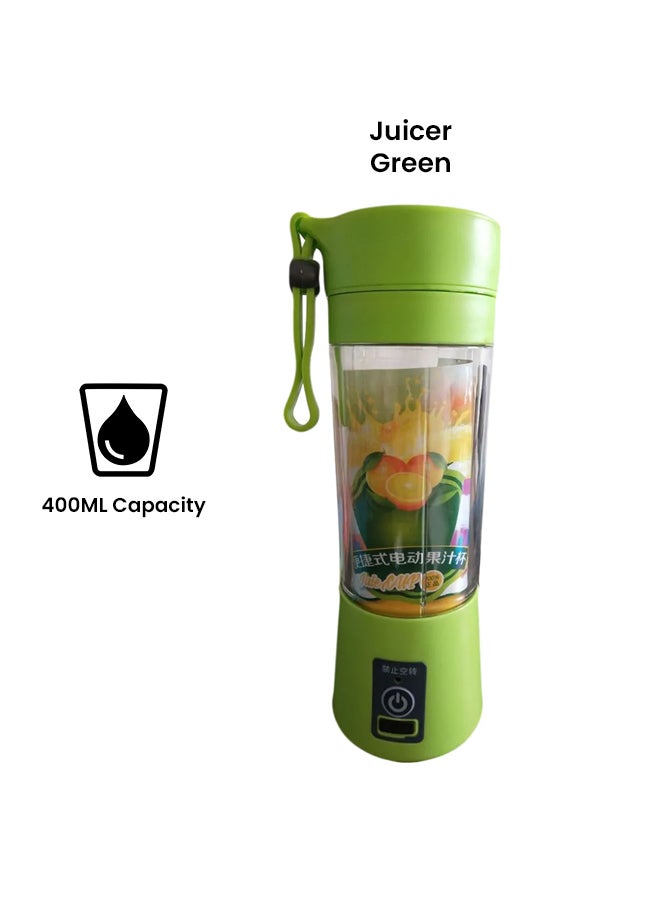 OHPA - Mini Usb Rechargeable 4 Blade Smoothies Blender Juice 400.0 ml KB-76 Green - Image 1