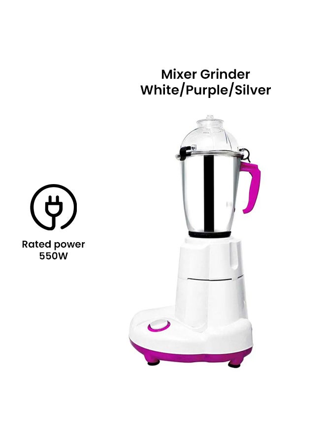 Impex 3-In-1 Blender - Unbreakable ABS Body, Stainless Steel Jars, Razor Sharp Blades 550 W BL 315 White/Purple/Silver  - Image 2