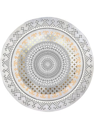 بساط دائري مزخرف مانع للانزلاق رمادي 120x120سم - v1645942169/N52781199A_3
