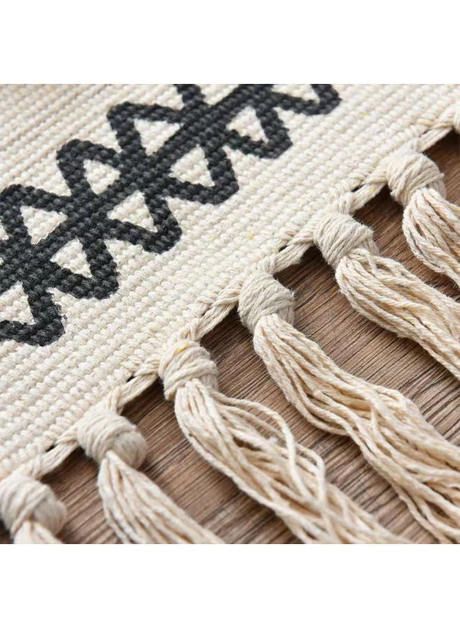 GOOTOY Soft Touch Hand-Woven Bohemian Fringed Rug Carpet Grey 140x200cm - Image 4