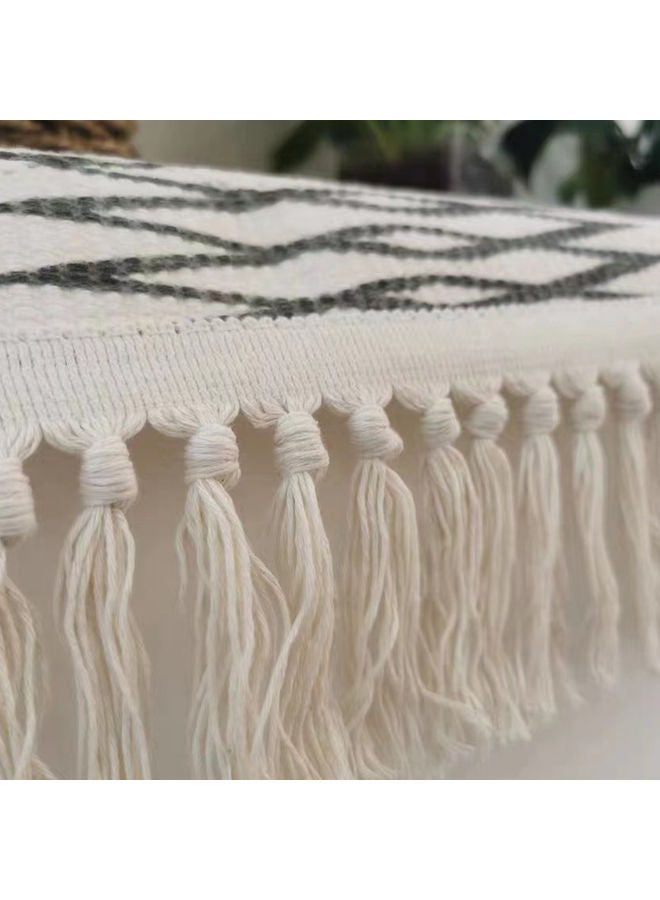 GOOTOY Soft Touch Hand-Woven Bohemian Fringed Rug Carpet Grey 140x200cm - Image 5