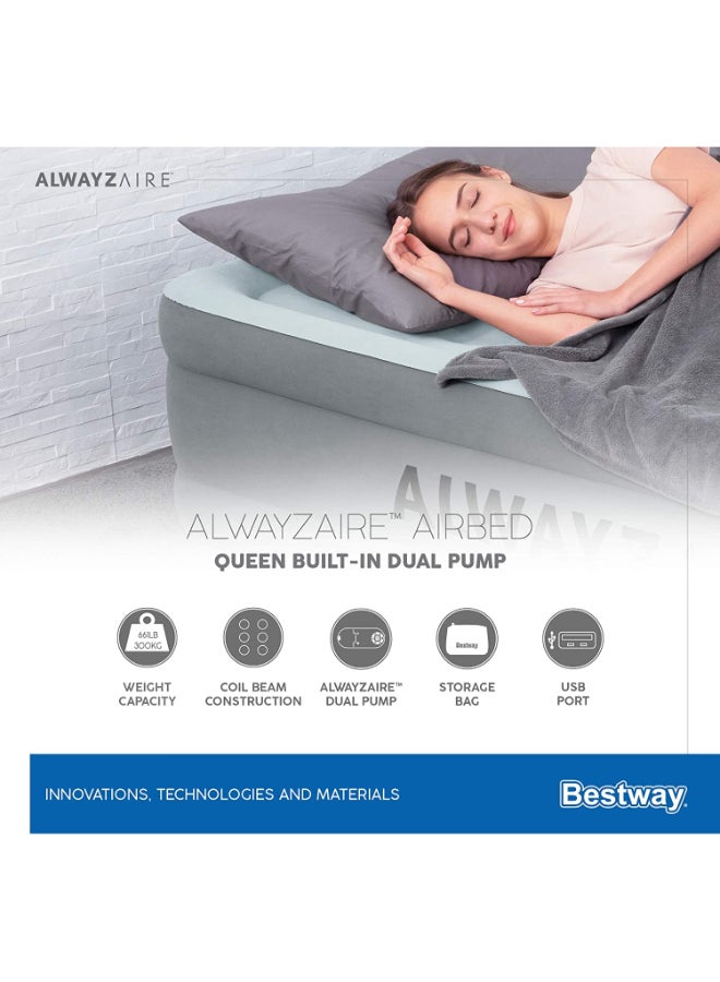 بست واي سرير هوائي AlwayzAire بحجم كوين مزود بمضخة مزدوجة مدمجة  - Image 4