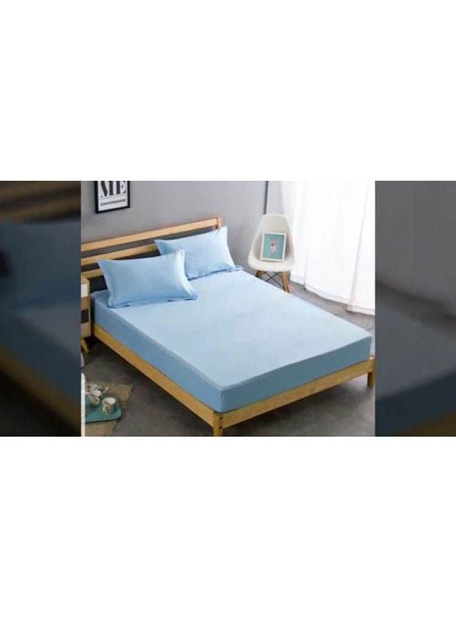 Protective Cotton Bed Sheet Set  3 Pcs Cotton Sky Blue 160x200cm
