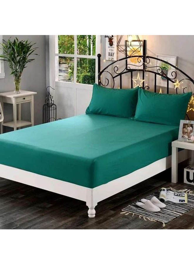 Protective Cotton Bed Sheet Set  3 Pcs Cotton Turquoise 160x200cm
