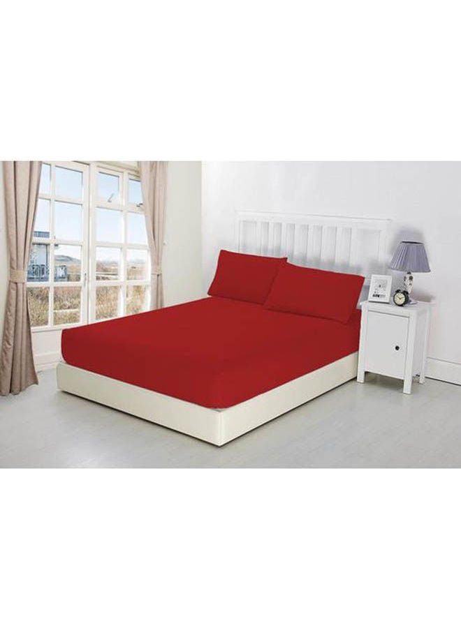 Protective Cotton Bed Sheet Set 4 Pcs Cotton Dark Red 120x200cm