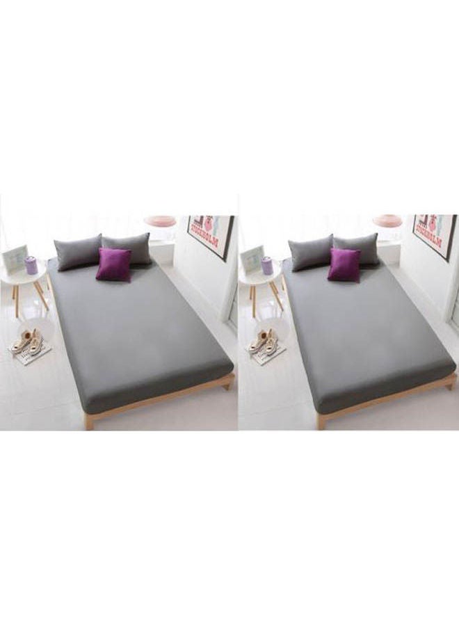 Protective Cotton Bed Sheet Set 4 Pcs Cotton Grey 120x200cm