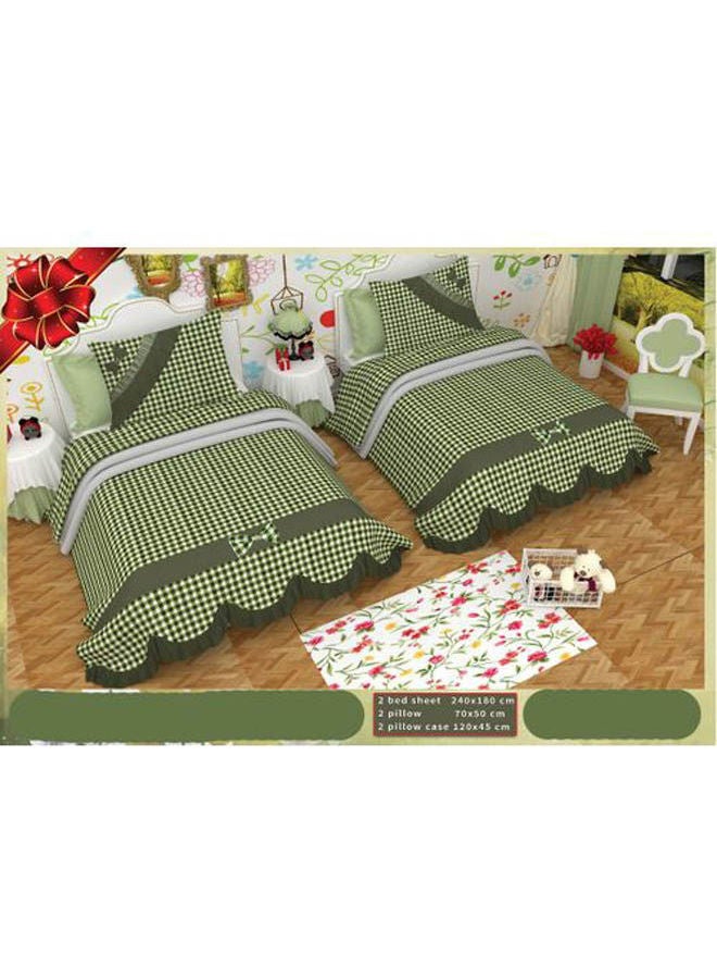 Cotton Bed Sheet Set 6 Pcs Cotton Multicolour 240x180cm