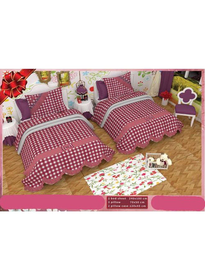 Cotton Bed Sheet Set 6 Pcs Cotton Multicolour 240x180cm