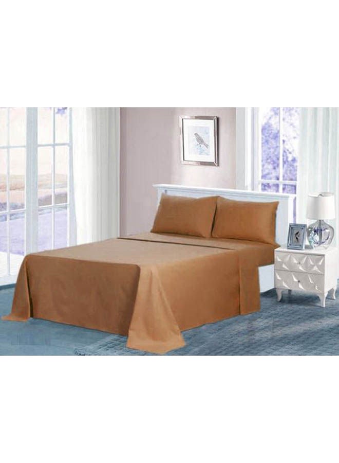 Cotton Bed Sheet Set 5 Pcs Cotton Brown 240x235cm