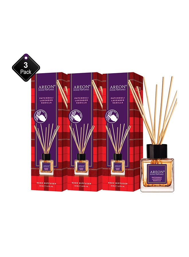 أريون Pack Of 3 Home Perfumes Tartan Patchouli Lavender Vanilla Yellow 50ml 