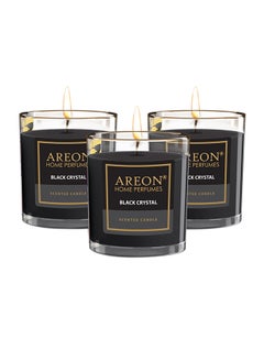 Areon Pack Of 3 Scented Candle Crystal Black 120grams  - Image 1