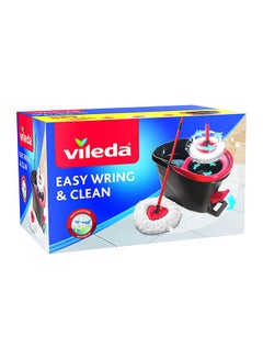 Easy Wring, Clean Spin Mop And Bucket Set With Foot Pedal, Telescopic Handle, Floor Mop With Spinning Wringer, 2-in-1 Microfibre Mop Head Assorted Black/Red/White 18.9x11.8x11.4inch