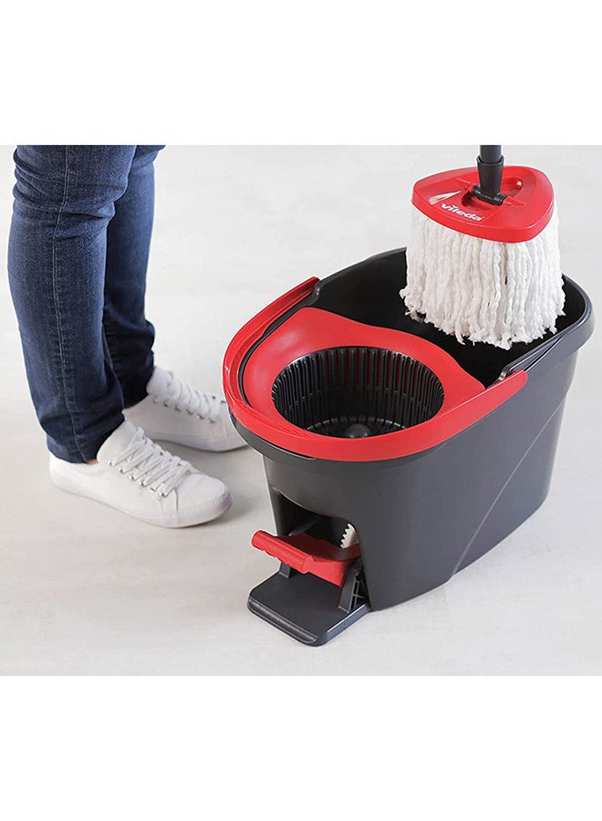Vileda - Easy Wring, Clean Spin Mop And Bucket Set With Foot Pedal, Telescopic Handle, Floor Mop With Spinning Wringer, 2-in-1 Microfibre Mop Head Assorted Black/Red/White 18.9x11.8x11.4inch - Image 1