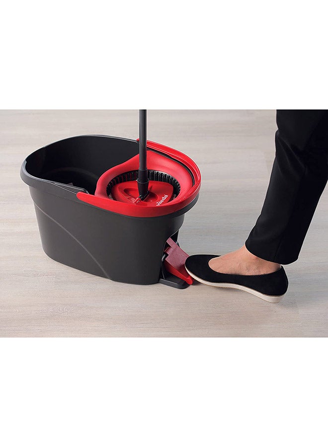 Vileda - Easy Wring, Clean Spin Mop And Bucket Set With Foot Pedal, Telescopic Handle, Floor Mop With Spinning Wringer, 2-in-1 Microfibre Mop Head Assorted Black/Red/White 18.9x11.8x11.4inch - Image 1