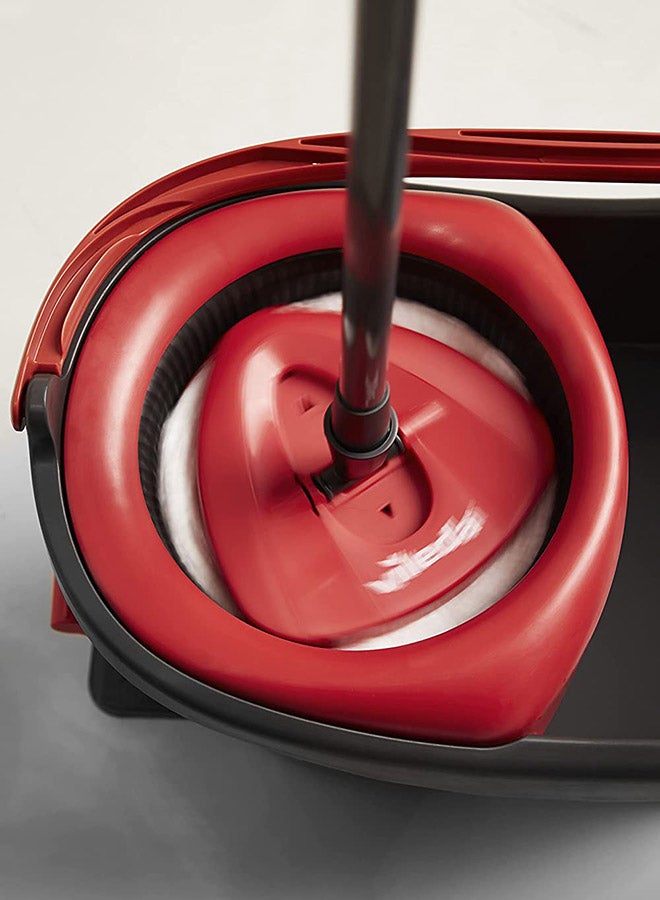 Vileda - Easy Wring, Clean Spin Mop And Bucket Set With Foot Pedal, Telescopic Handle, Floor Mop With Spinning Wringer, 2-in-1 Microfibre Mop Head Assorted Black/Red/White 18.9x11.8x11.4inch - Image 1