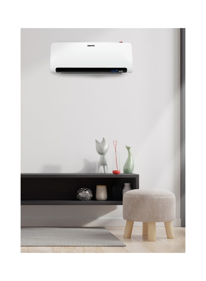 جيباس مدفأة سيراميك للحائط مزودة بمعامل حراري موجب ومزودة بشاشة LED لعرض درجات الحرارة - ومؤقت لمدة تصل إلى 7.5 ساعة وجهاز تحكم عن بعد 2200.0 W GWH28518 أبيض وأسود - Image 2