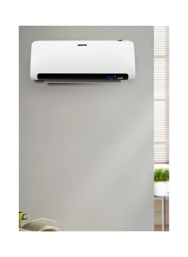 جيباس مدفأة سيراميك للحائط مزودة بمعامل حراري موجب ومزودة بشاشة LED لعرض درجات الحرارة - ومؤقت لمدة تصل إلى 7.5 ساعة وجهاز تحكم عن بعد 2200.0 W GWH28518 أبيض وأسود - Image 4