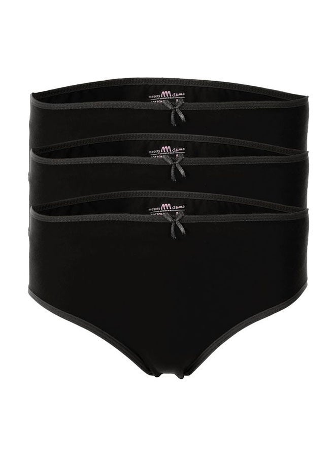 Mesery Bundle OF Three Brief Smooth Cotton Hipster Panties BLack  - Image 1