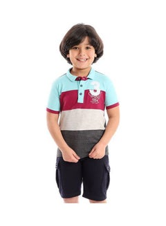 Casual Printed Polo Neck  T_Shirt Multicolour