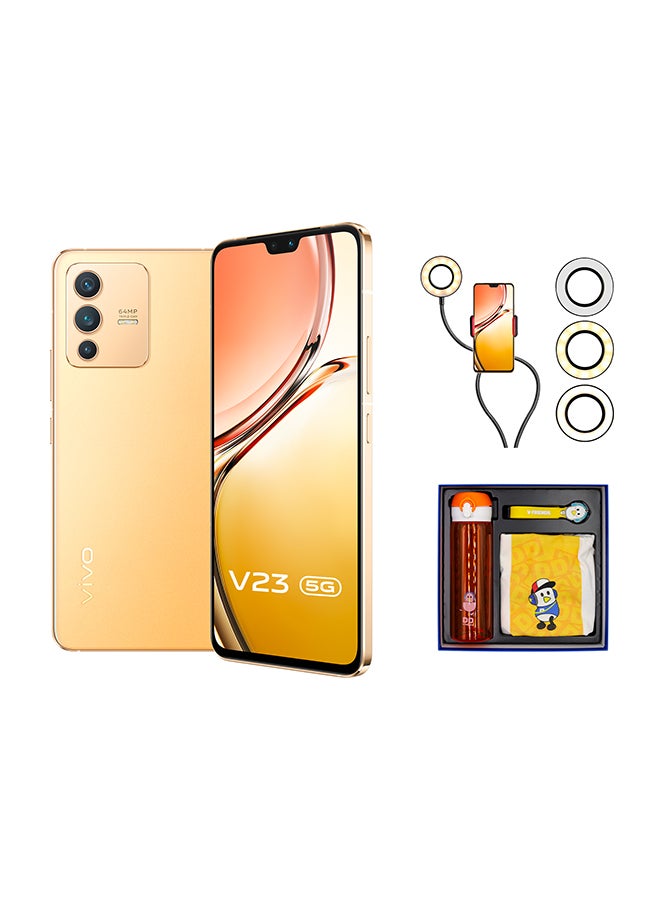 vivo - V23 5G Dual SIM Sunshine Gold 12GB RAM 256GB With Ring Light and Gift Box - MiddleEast Version - Image 1