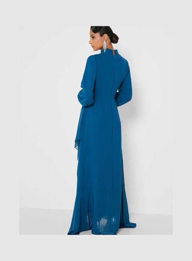Khizana - Frill Detail Flare Dress Blue - Image 1