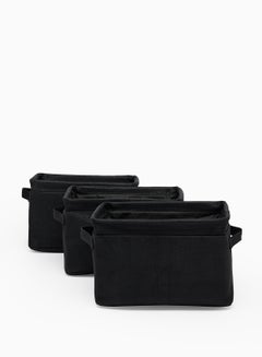 3 Pack Linen Storage Organiser With Side Handles Easy To Collapse From The Top, Handy For Closet And Dresser Organisation Black 30X20 X20cm