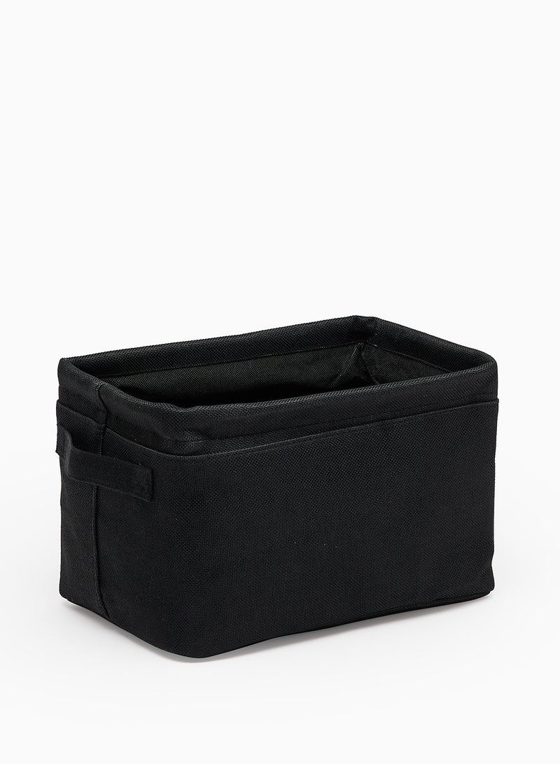 Amal - 3 Pack Linen Storage Organiser With Side Handles Easy To Collapse From The Top, Handy For Closet And Dresser Organisation Black 30X20 X20cm - Image 1
