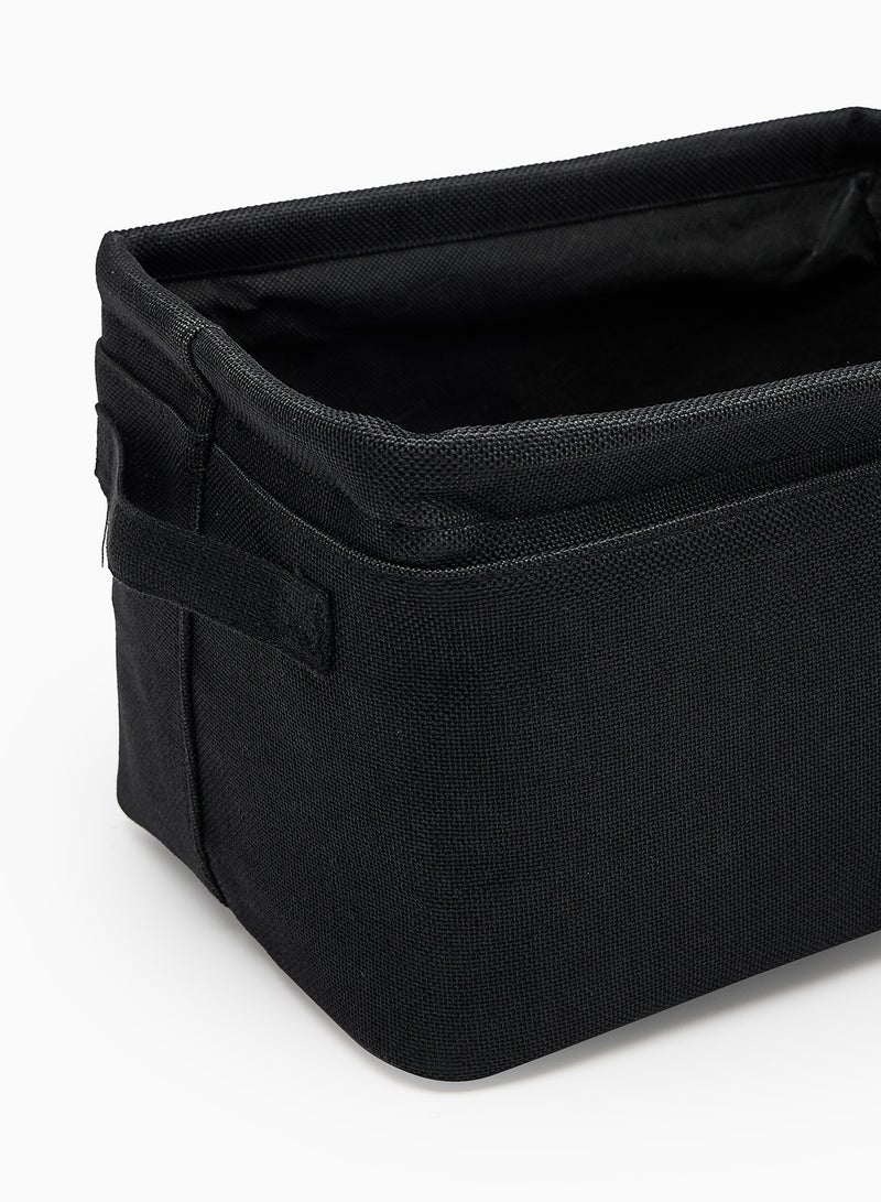 Amal - 3 Pack Linen Storage Organiser With Side Handles Easy To Collapse From The Top, Handy For Closet And Dresser Organisation Black 30X20 X20cm - Image 1