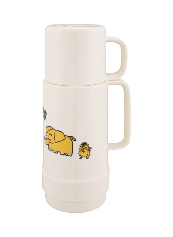 REEM Plastic Coffee/Tea Flask With Plastic Cup Beige 0.3Liters