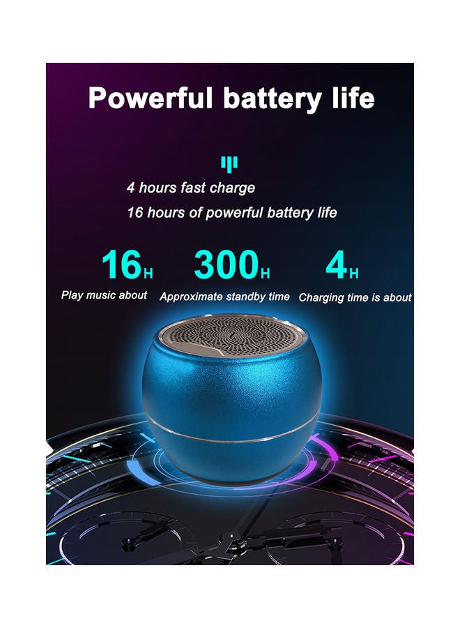 Flash Hawk Mini Portable Bluetooth Speaker Small Steel Cannon Subwoofer Heavy Bass BT5.0 Blue  - Image 2