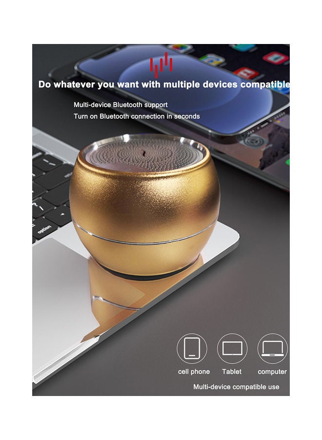 Flash Hawk Mini Portable Bluetooth Speaker Small Steel Cannon Subwoofer Heavy Bass BT5.0 Gold  - Image 4