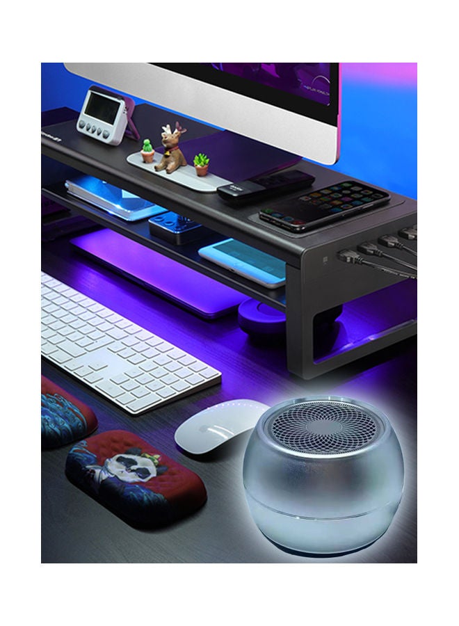 Flash Hawk Mini Portable Bluetooth Speaker Small Steel Cannon Subwoofer Heavy Bass BT5.0 Silver  - Image 3