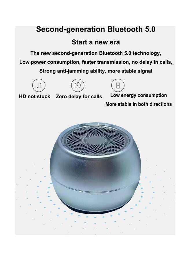 Flash Hawk Mini Portable Bluetooth Speaker Small Steel Cannon Subwoofer Heavy Bass BT5.0 Silver  - Image 5