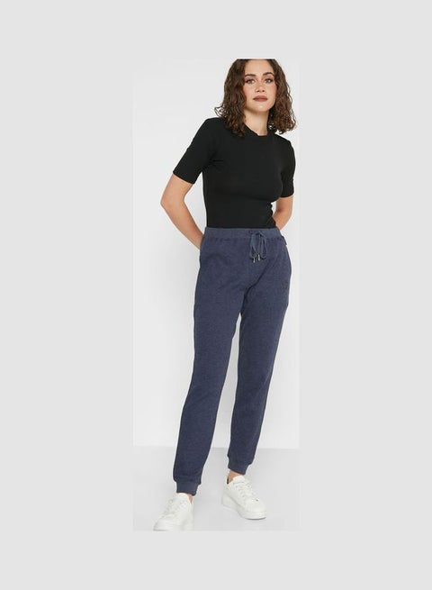 Drawstring Detail High Waist Pants Blue
