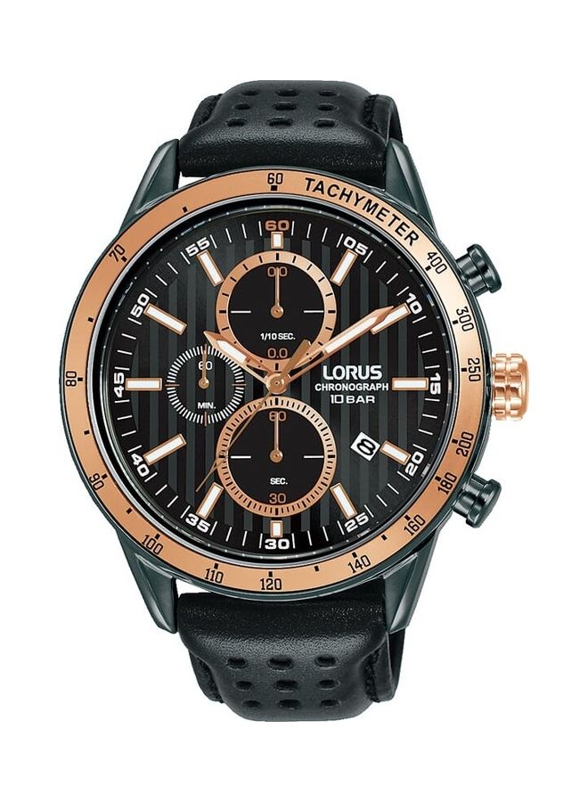 لوراس ساعة كرونوغراف تناظرية بحزام جلدي - Image 1