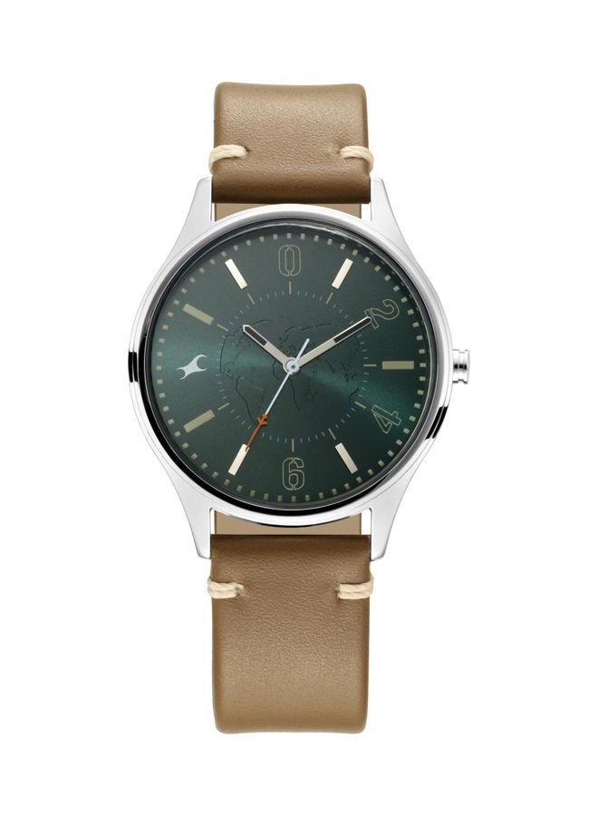 فاستراك ساعة يد بعقارب وسوار من الجلد للرجال - Image 1