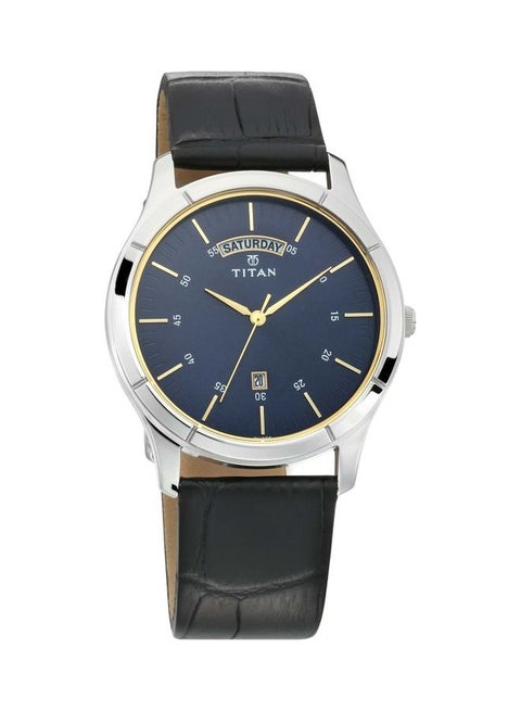 Men's Leather Strap Analog With Date Water Resistant Watch