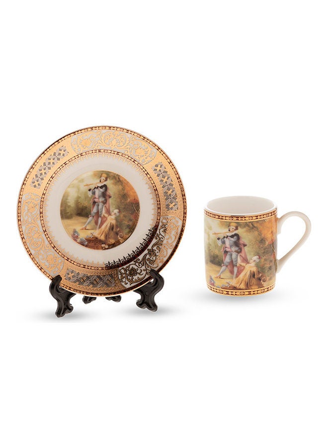 Dania 12-Piece Turkish Coffee Cup And Saucer Set Gold/White/Clear 5x5x6cm - Image 1