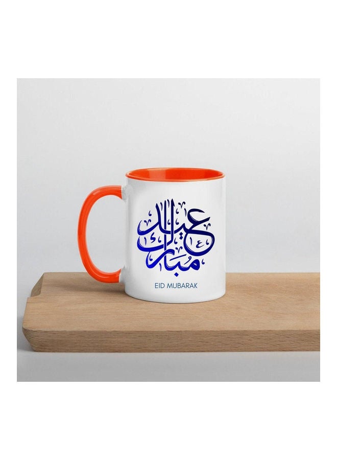 إم إي سي Eid Mubarak Print Coffee Mug For Ramadan White/Orange - Image 3