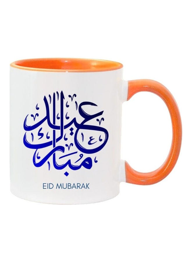 إم إي سي Eid Mubarak Print Coffee Mug For Ramadan White/Orange - Image 1