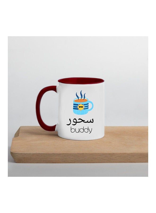 إم إي سي Sahoor Buddy Print Coffee Frosted Mug White/Maroon - Image 3
