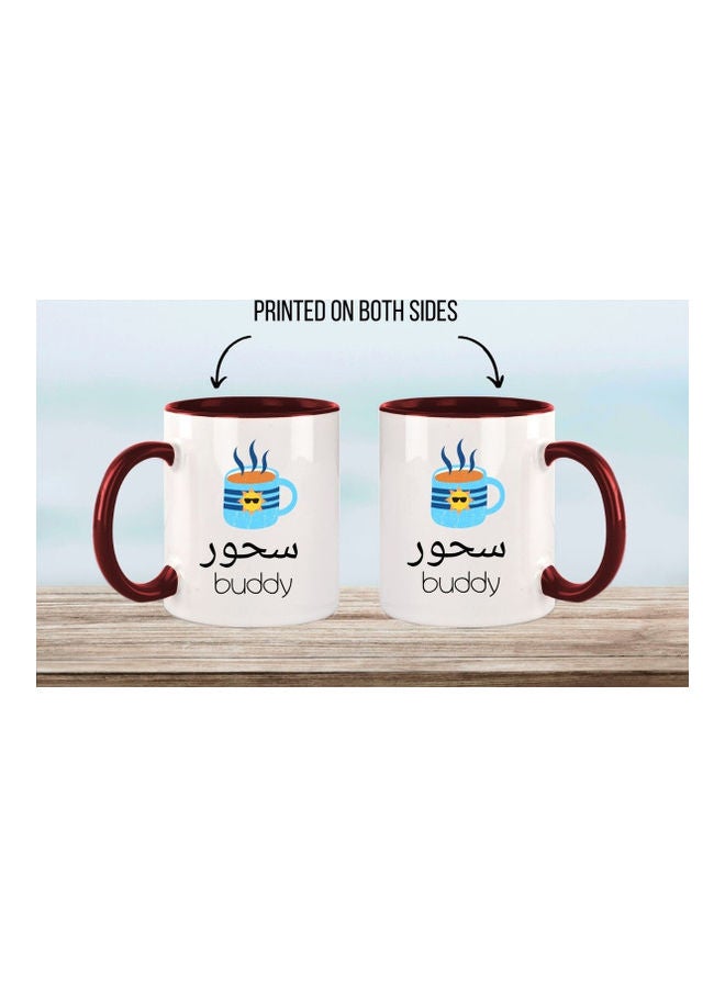 إم إي سي Sahoor Buddy Print Coffee Frosted Mug White/Maroon - Image 4