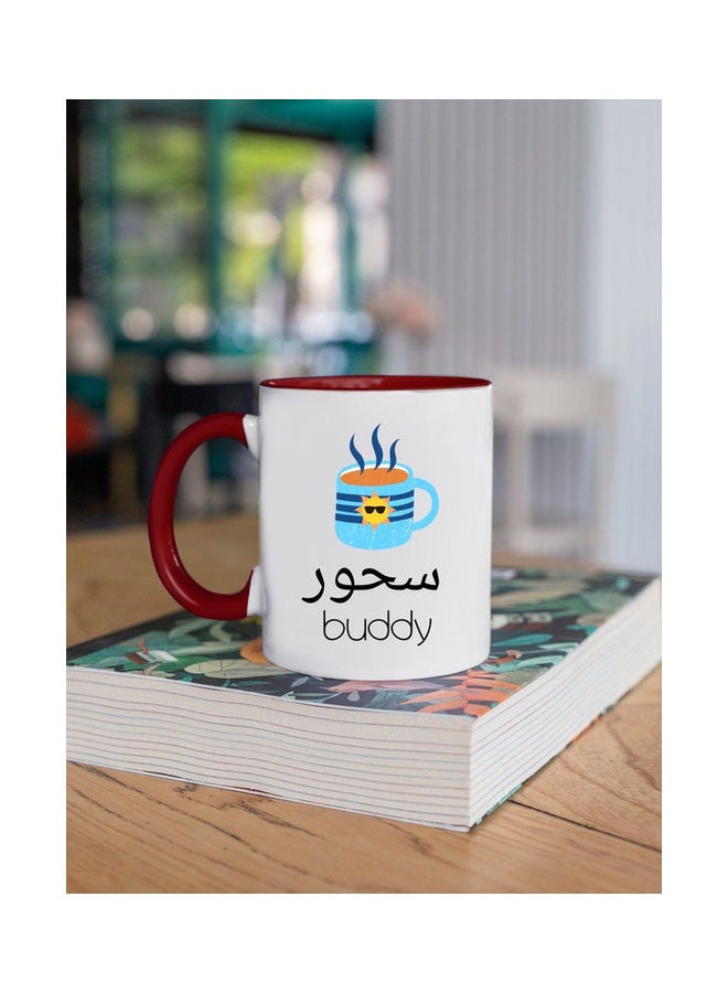 إم إي سي Sahoor Buddy Print Coffee Frosted Mug White/Maroon - Image 2