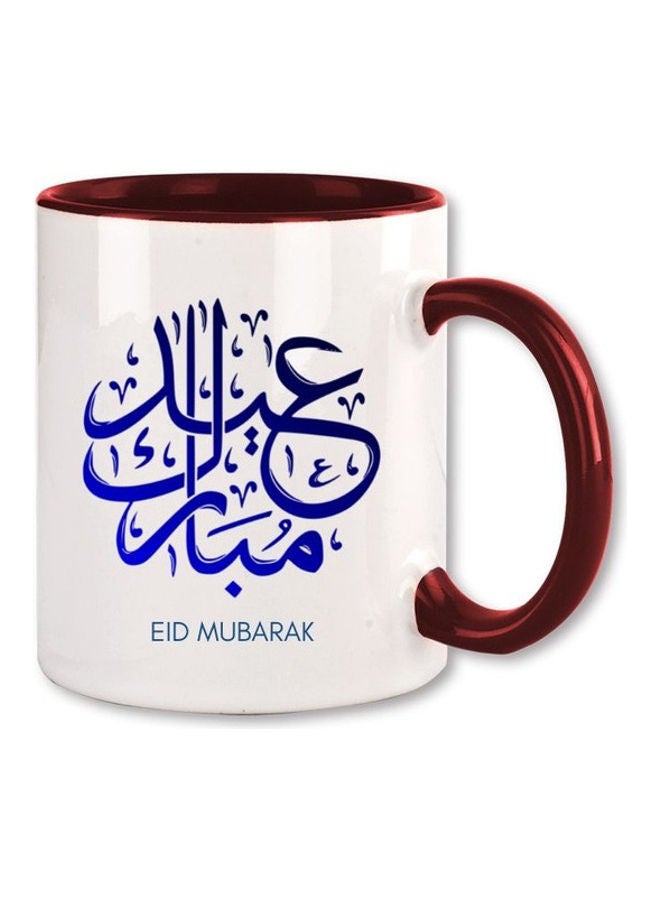 إم إي سي Eid Mubarak Mug For Ramadan Print Coffee Mug White/Maroon - Image 1