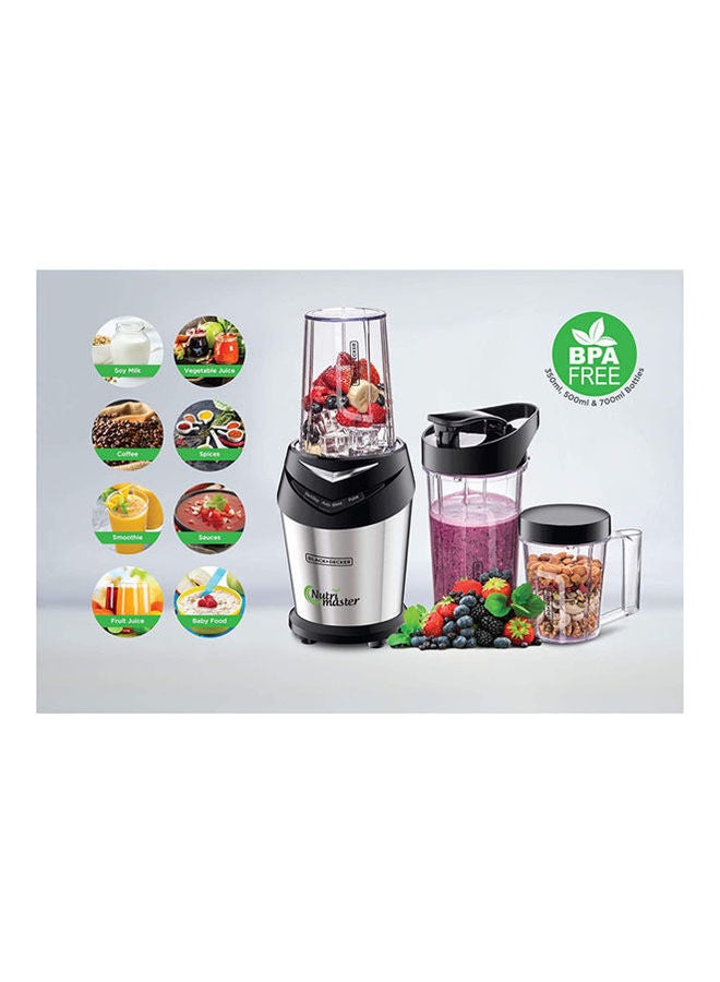 BLACK+DECKER - Nutri-Master Smoothie Maker 3 Jars With Lids 600.0 W NE600 Black-Silver - Image 1