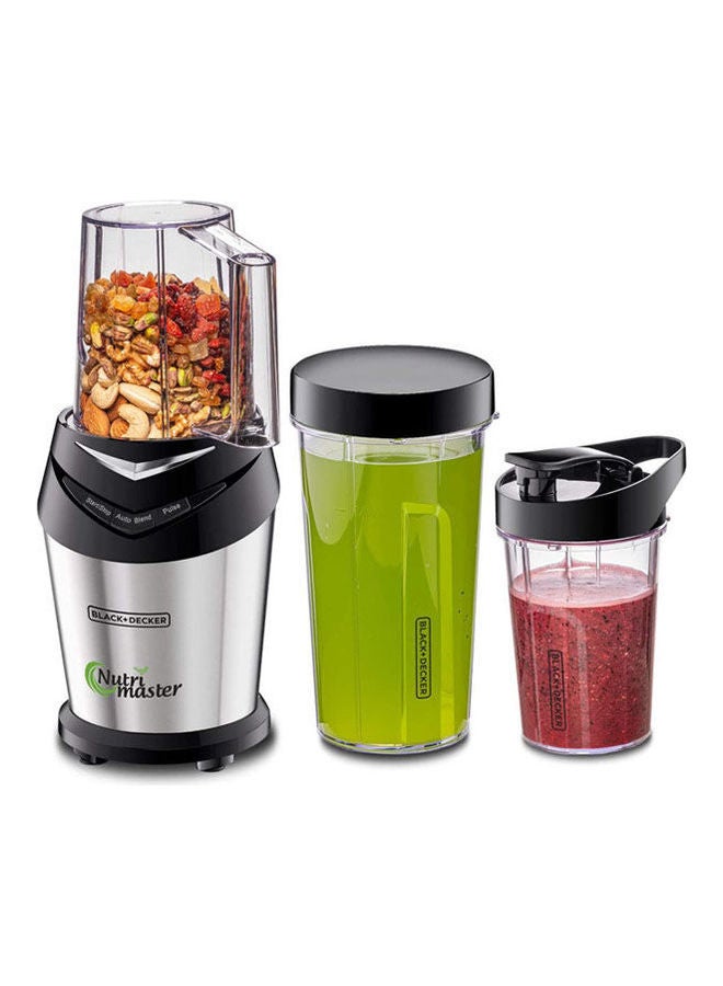 BLACK+DECKER - Nutri-Master Smoothie Maker 3 Jars With Lids 600.0 W NE600 Black-Silver - Image 1