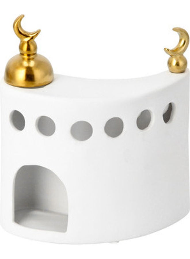 Candle Holder White/Gold 17 x 6.1 x 20cm