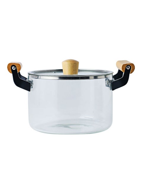 3.5L Transparent Household High Temperature Resistant Open Fire Heating Double Ear Glass Pot Transparent 29 x 20 x 15.5cm